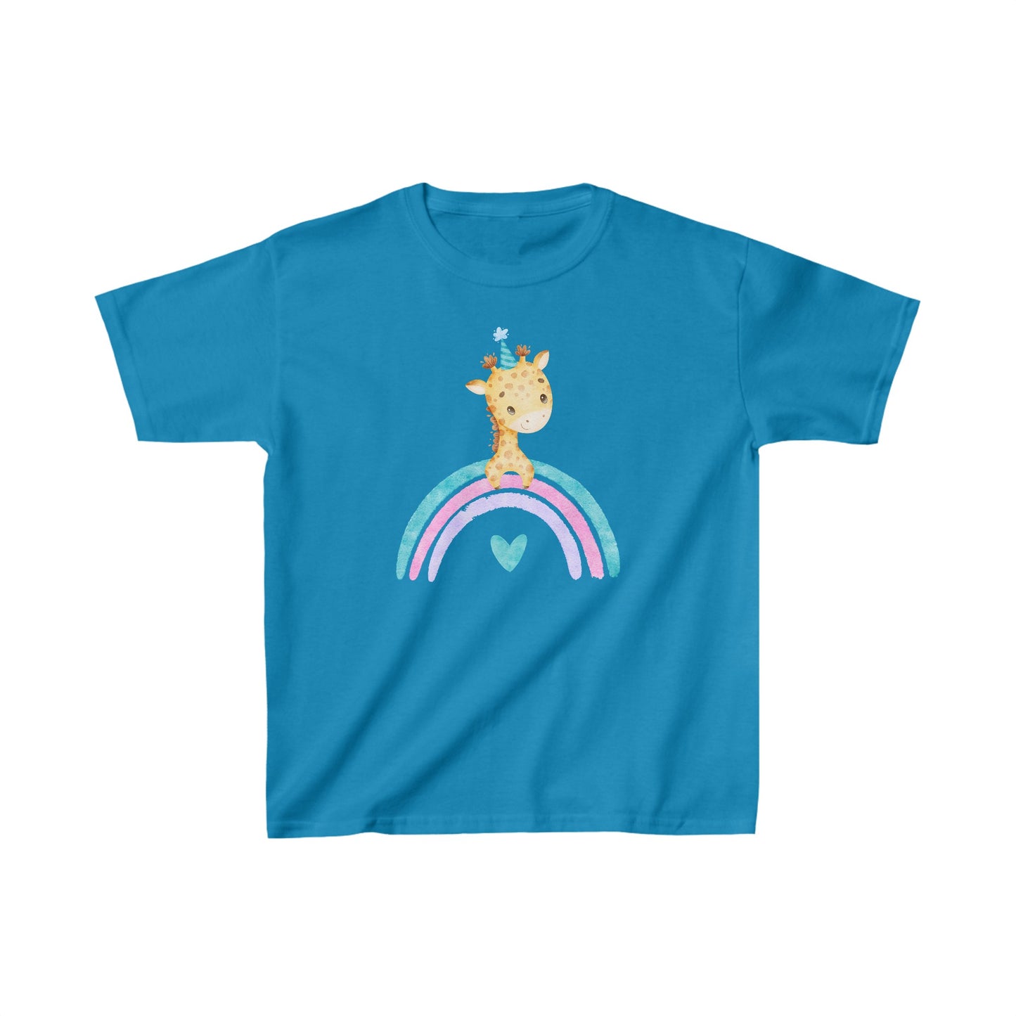 Baby Giraffe with Rainbow - Kids Heavy Cotton™ Tee