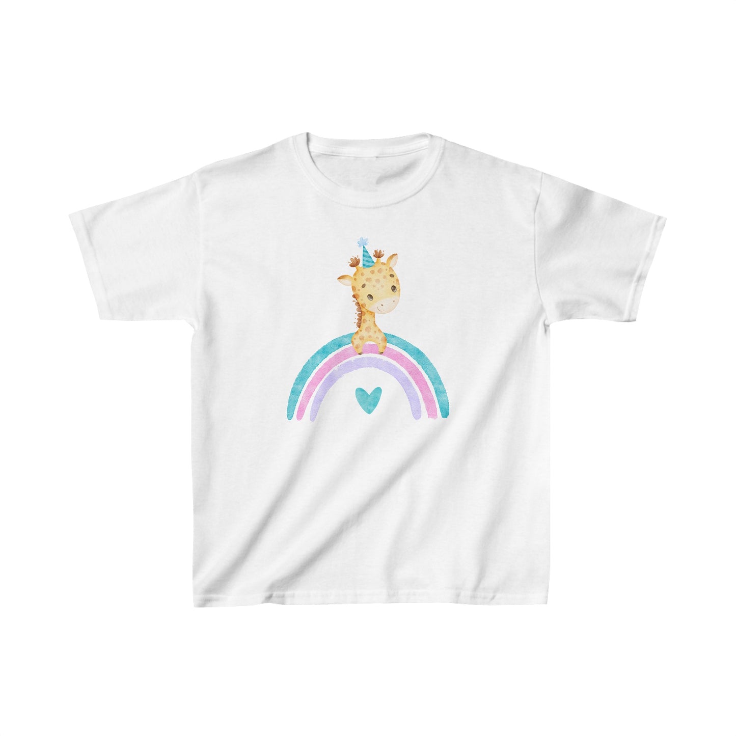 Baby Giraffe with Rainbow - Kids Heavy Cotton™ Tee