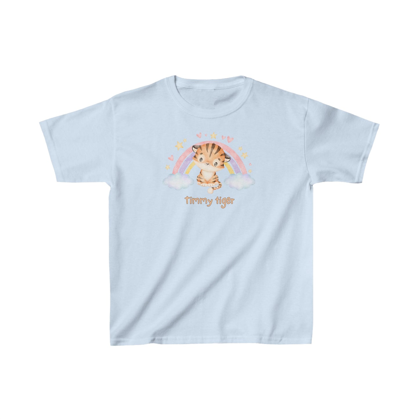 Adorable Timmy Tiger with Rainbow - Kids Heavy Cotton™ Tee