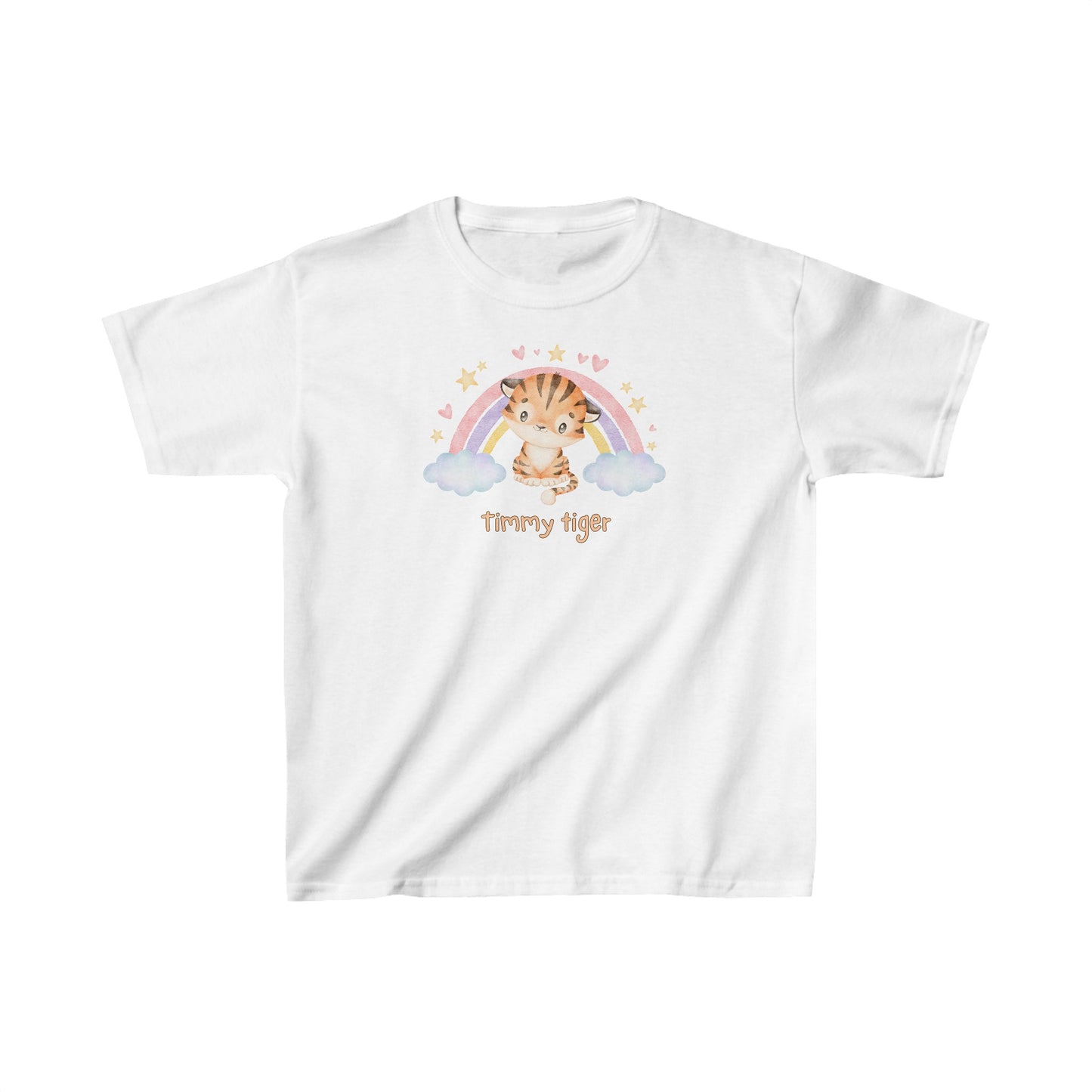 Adorable Timmy Tiger with Rainbow - Kids Heavy Cotton™ Tee