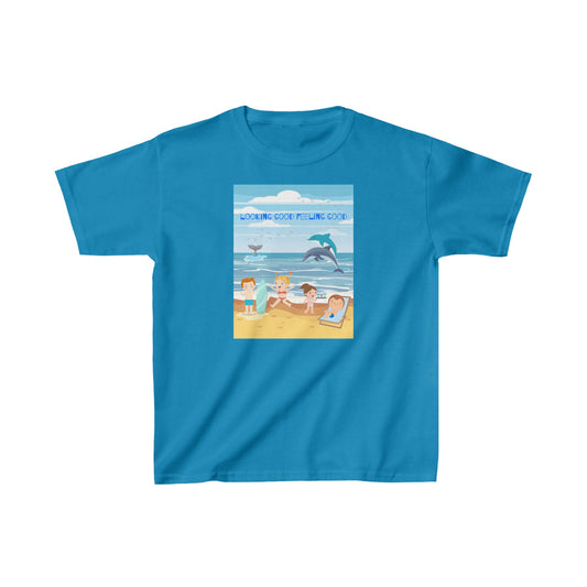 Looking Good; Feeling Good - designed by Sebastian age 8 - Kids Heavy Cotton™ Tee