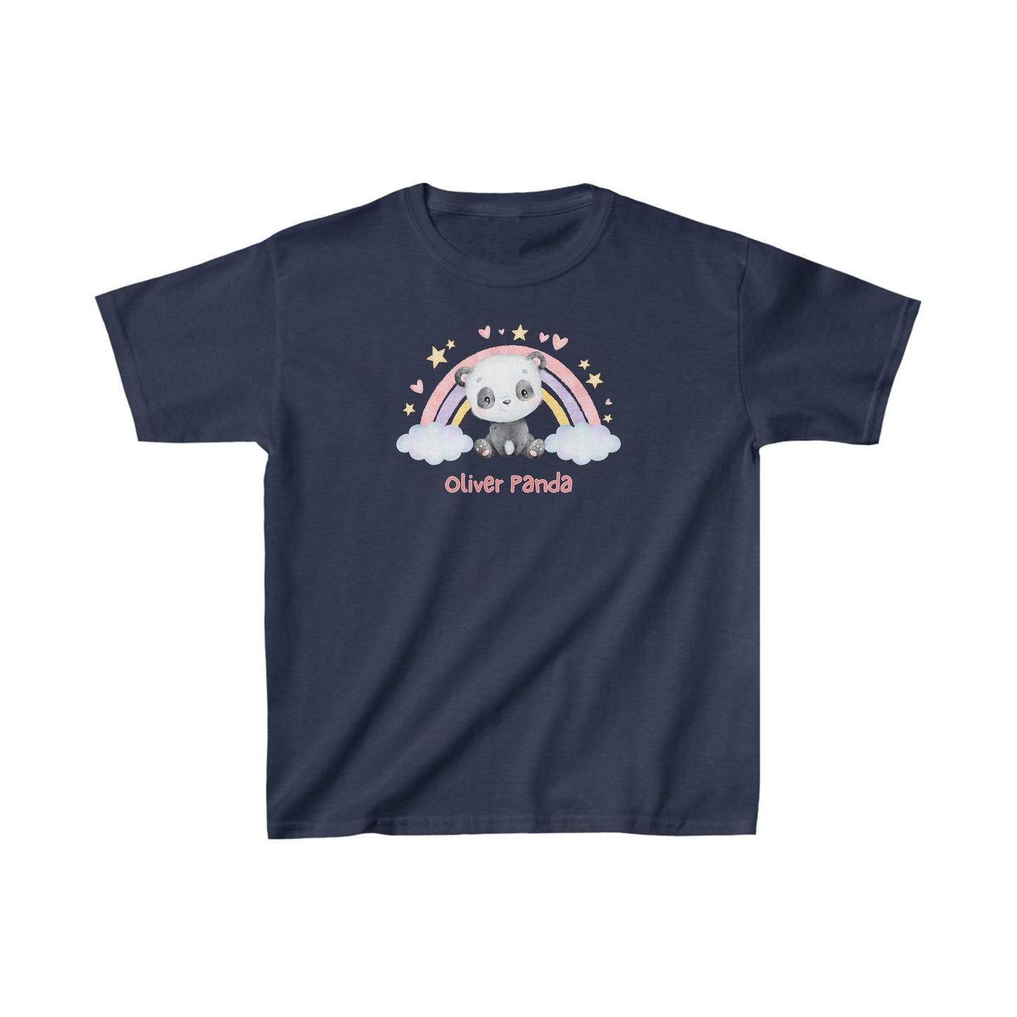 Adorable Oliver Panda with Rainbow - Kids Heavy Cotton™ Tee