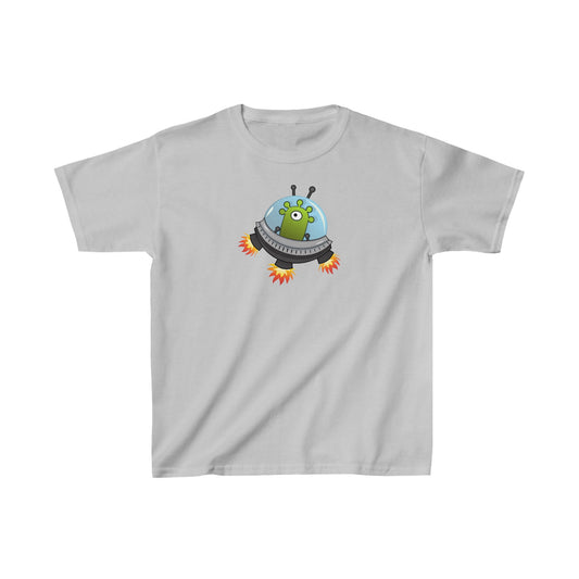 Flying Saucer with Alien - Kids Heavy Cotton™ Tee