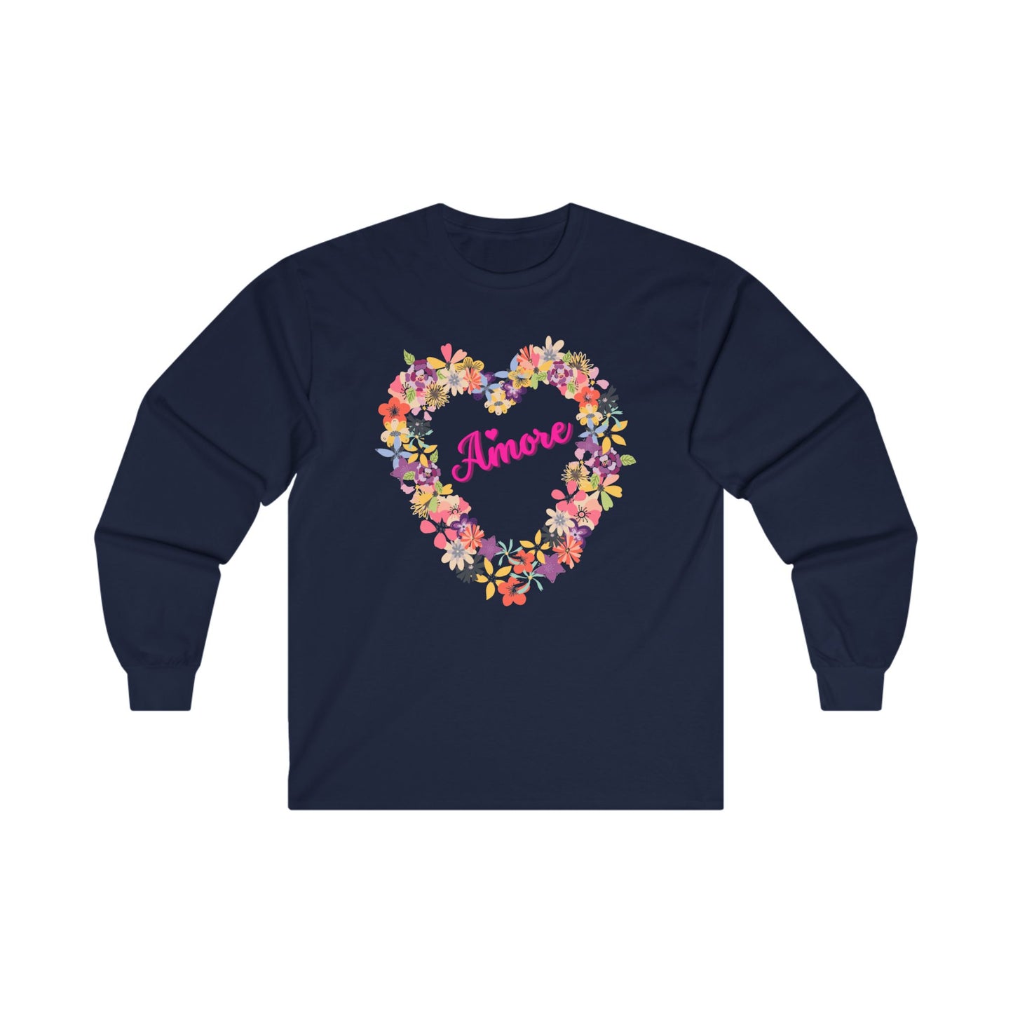 Amore with Flower Heart - Long Sleeve Tee