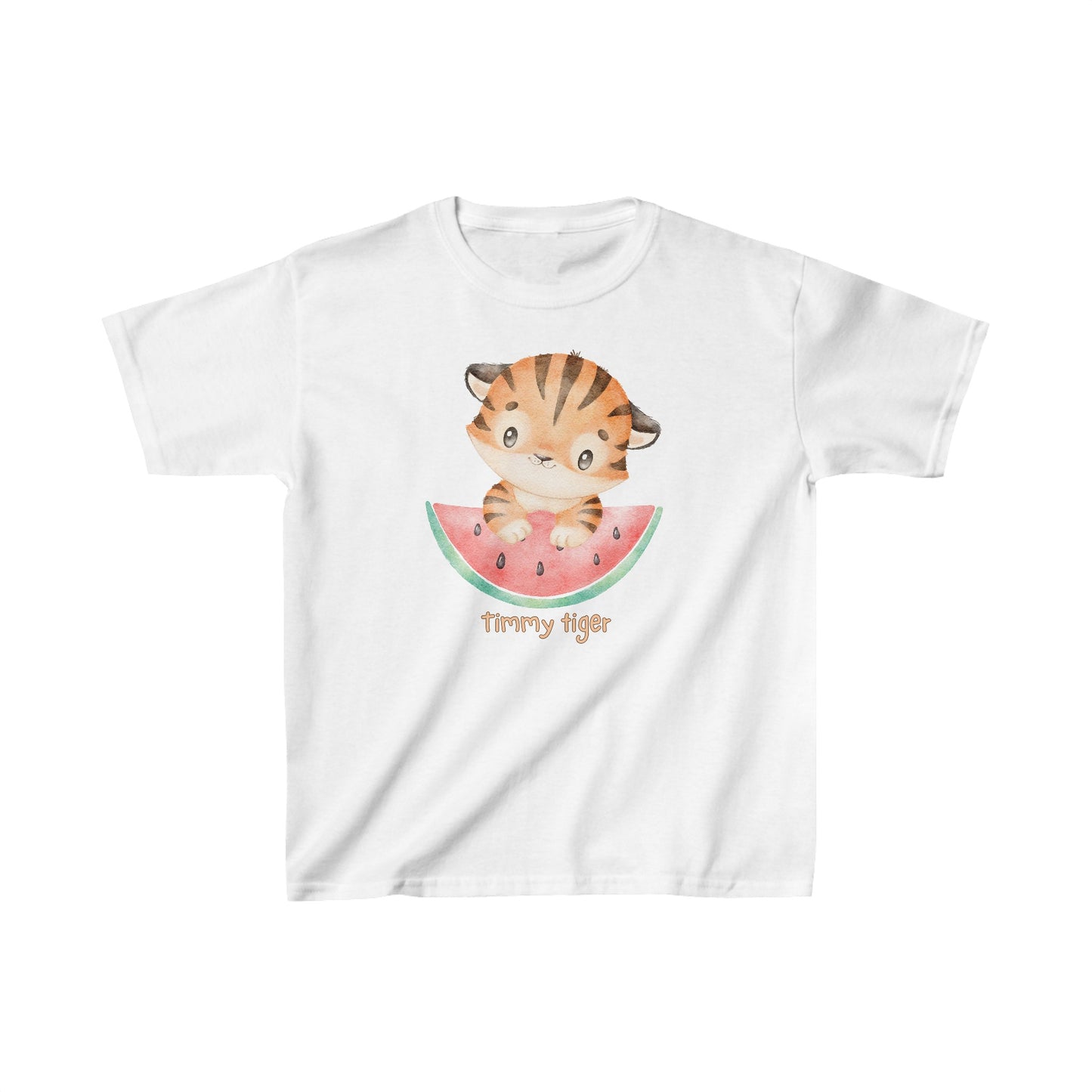 Adorable Timmy Tiger with Watermelon - Kids Heavy Cotton™ Tee