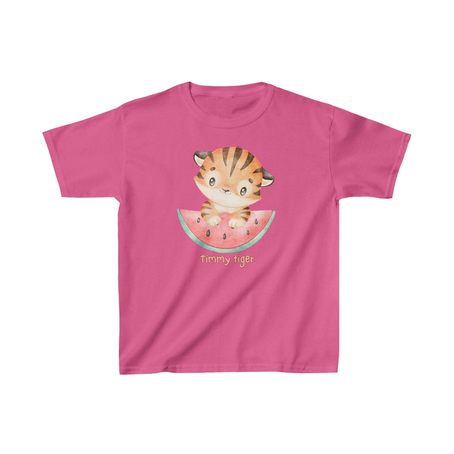 Adorable Timmy Tiger with Watermelon - Kids Heavy Cotton™ Tee