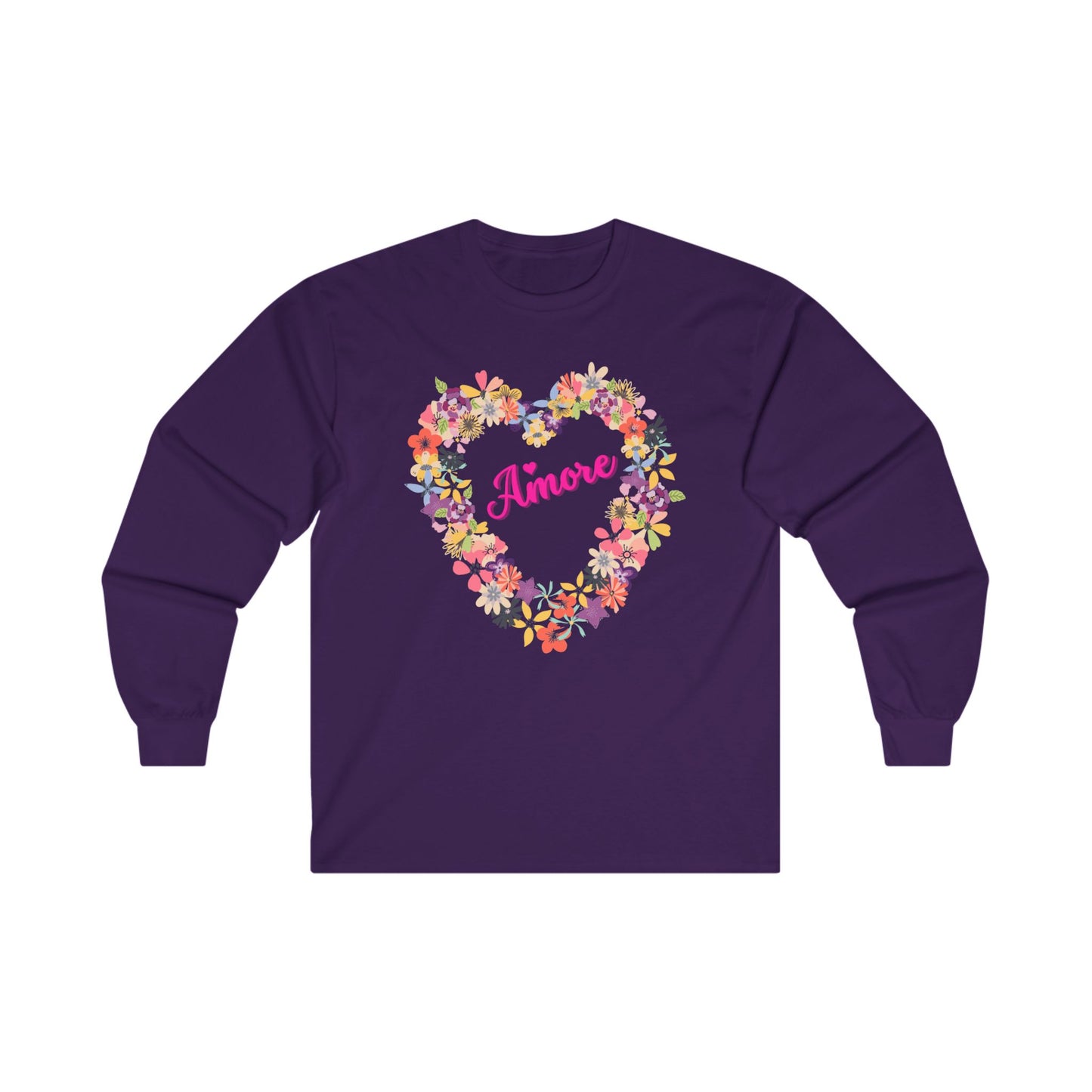 Amore with Flower Heart - Long Sleeve Tee