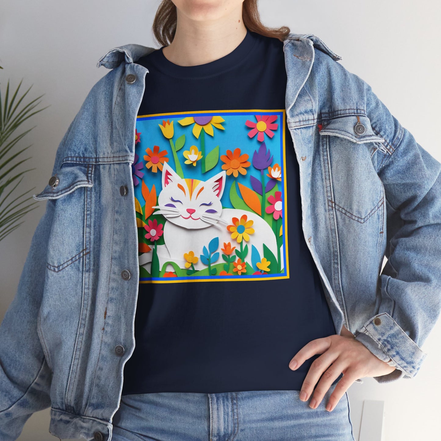 White Cat Papercut  T-shirt