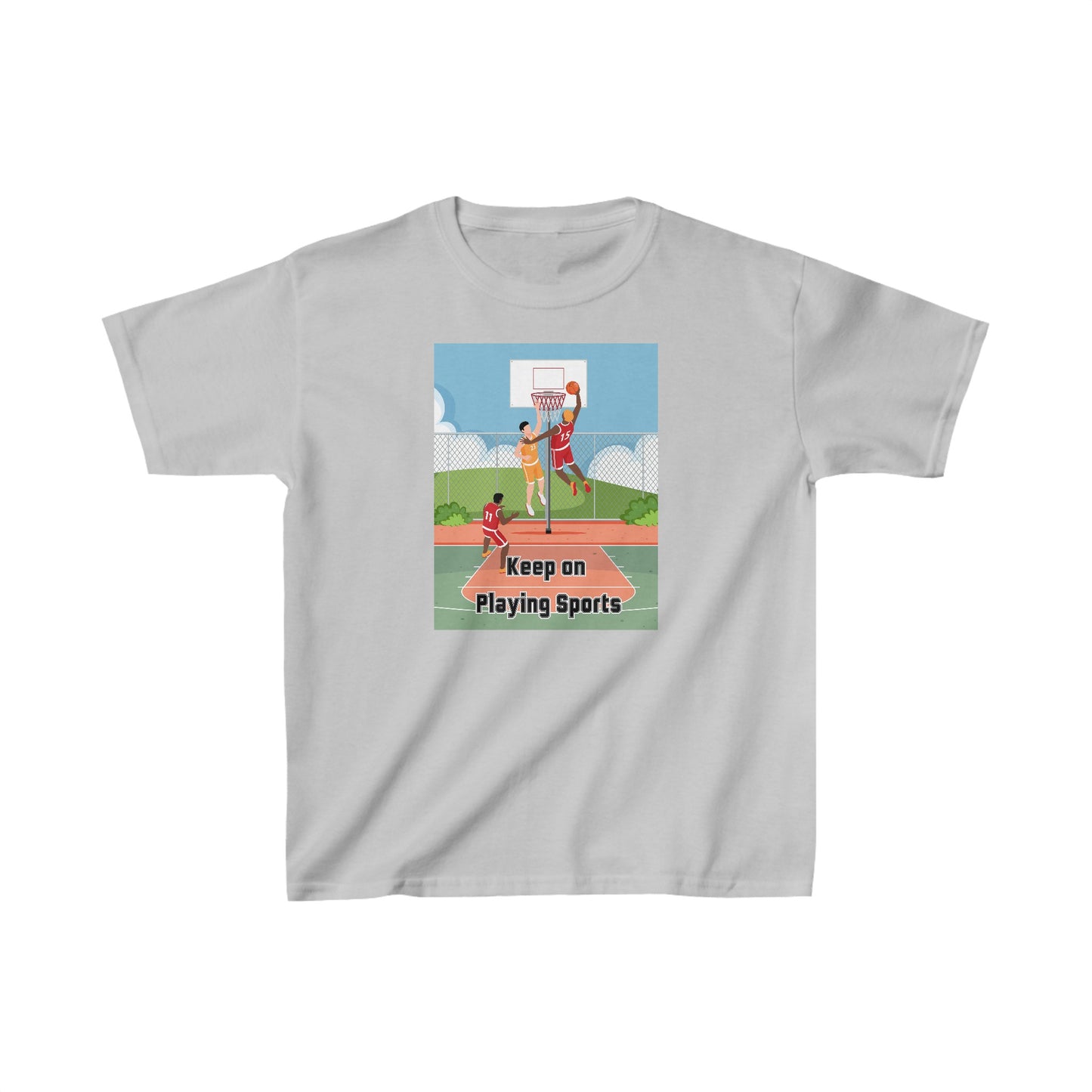 Keep on Playing Sports - designed by Sebastian age 8 - Kids Heavy Cotton™ Tee