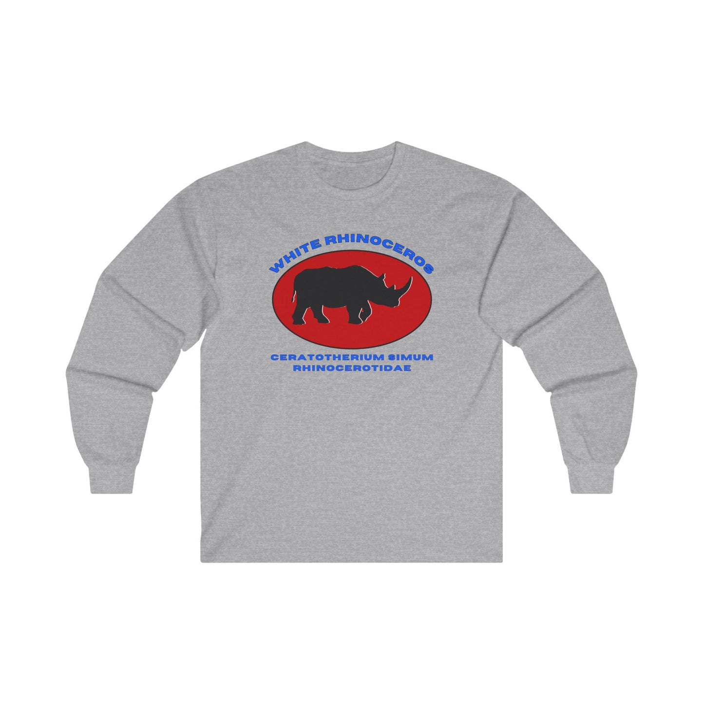 White Rhinoceros with Scientific Names - Long Sleeve Tee