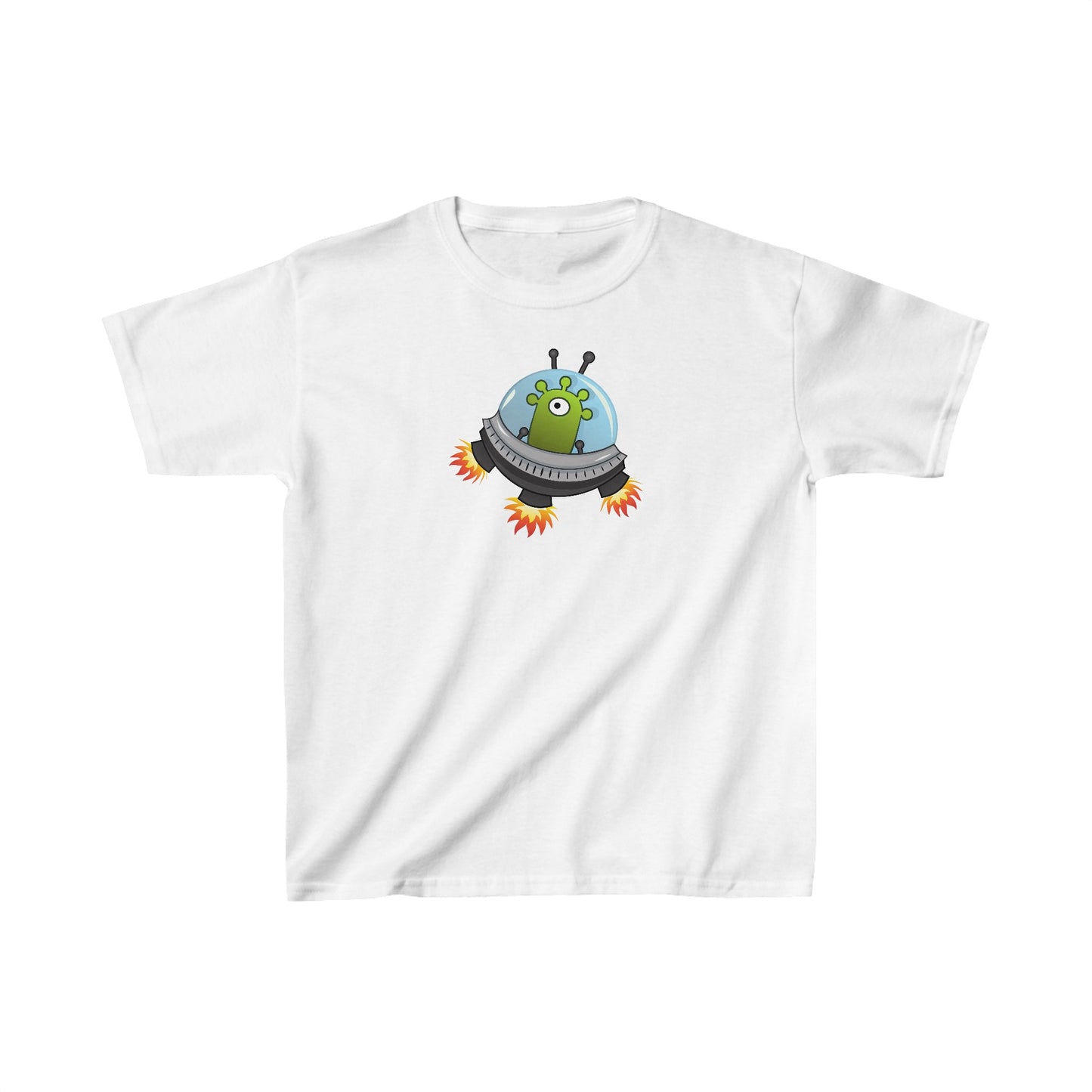 Flying Saucer with Alien - Kids Heavy Cotton™ Tee