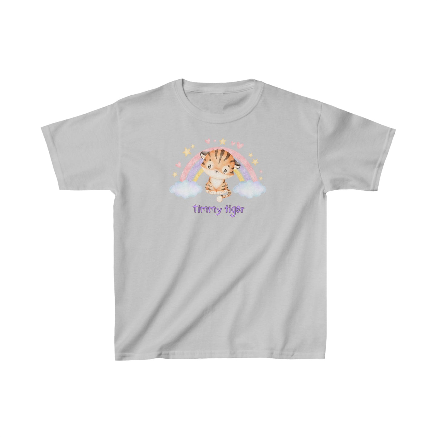 Adorable Timmy Tiger with Rainbow - Kids Heavy Cotton™ Tee