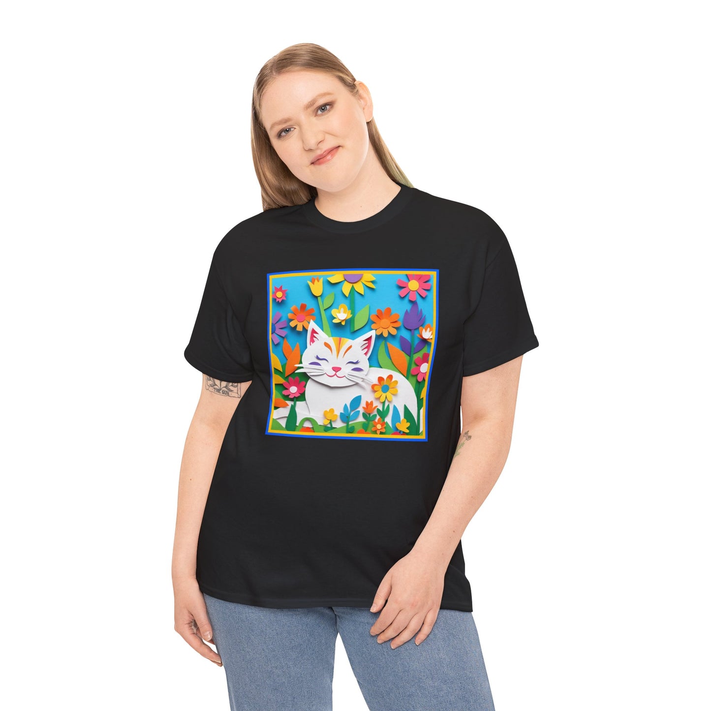 White Cat Papercut  T-shirt