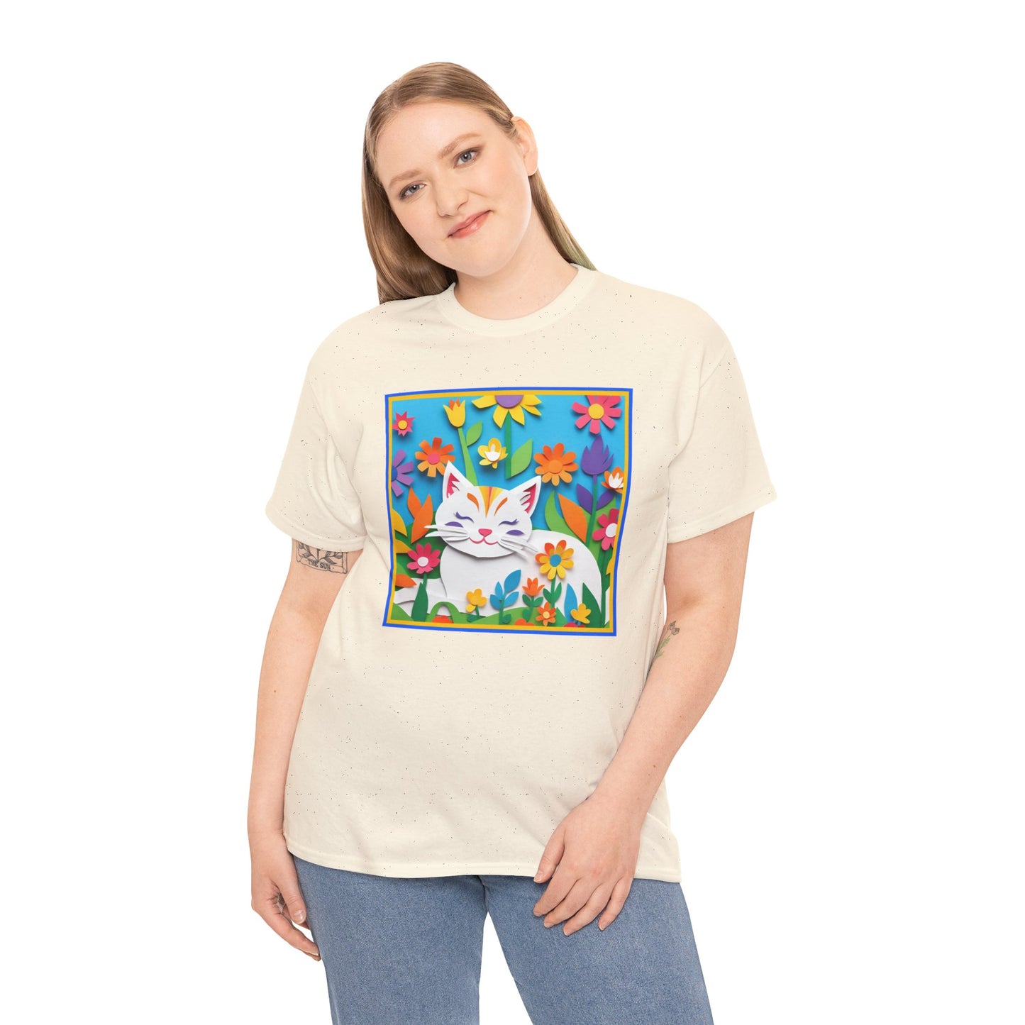 White Cat Papercut  T-shirt