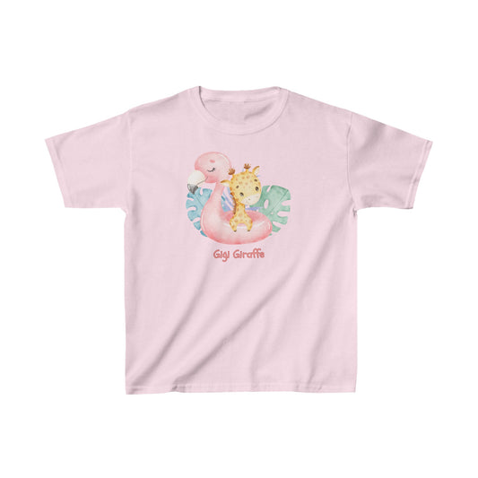 Adorable Gigi Giraffe with Swan - Kids Heavy Cotton™ Tee