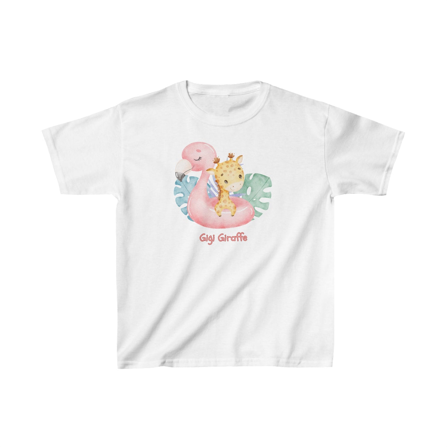 Adorable Gigi Giraffe with Swan - Kids Heavy Cotton™ Tee