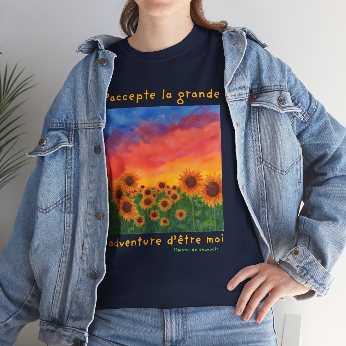 J'accepte la grande aventure d'être moi (I accept the great adventure of being me) - Simone De Beauvoir  T-shirt