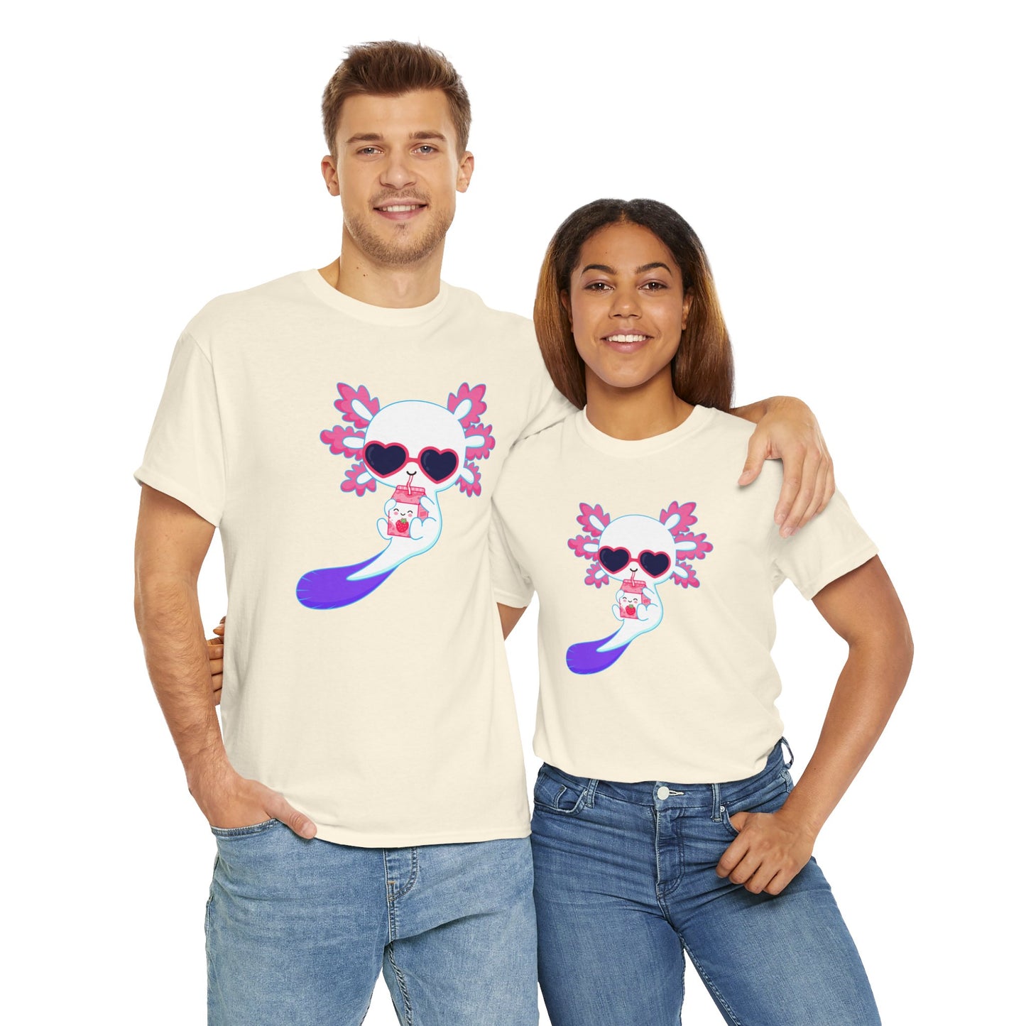 Axolotl wearing heart sunglasses T-shirt