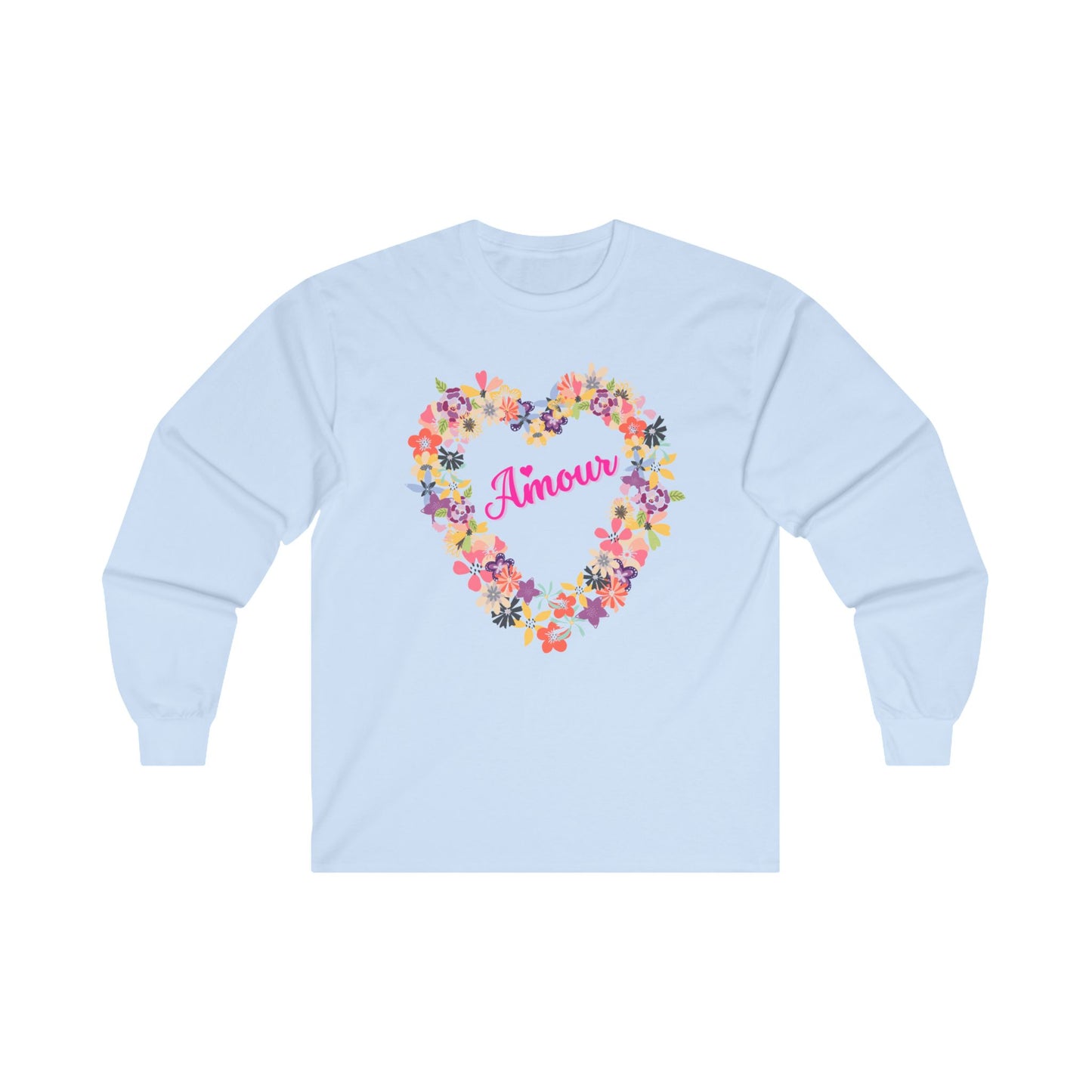 Amour with Flower Heart - Long Sleeve Tee