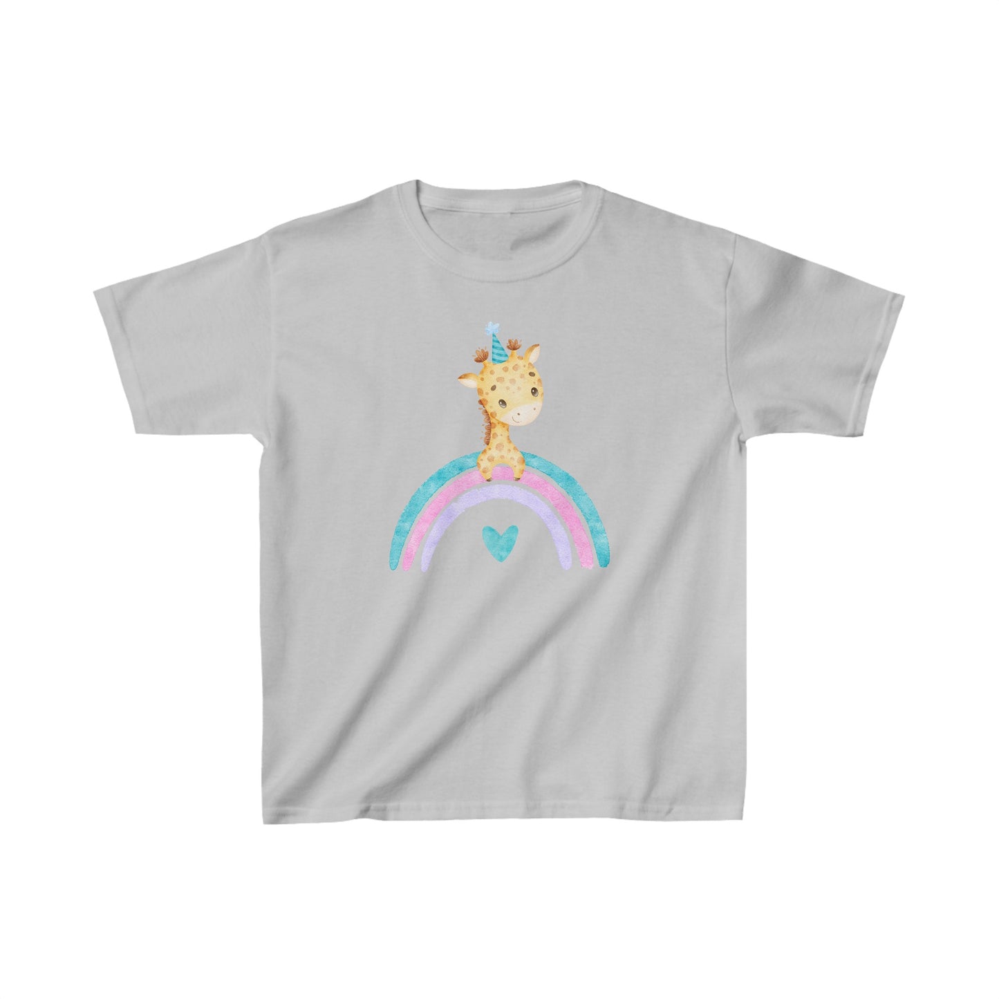 Baby Giraffe with Rainbow - Kids Heavy Cotton™ Tee