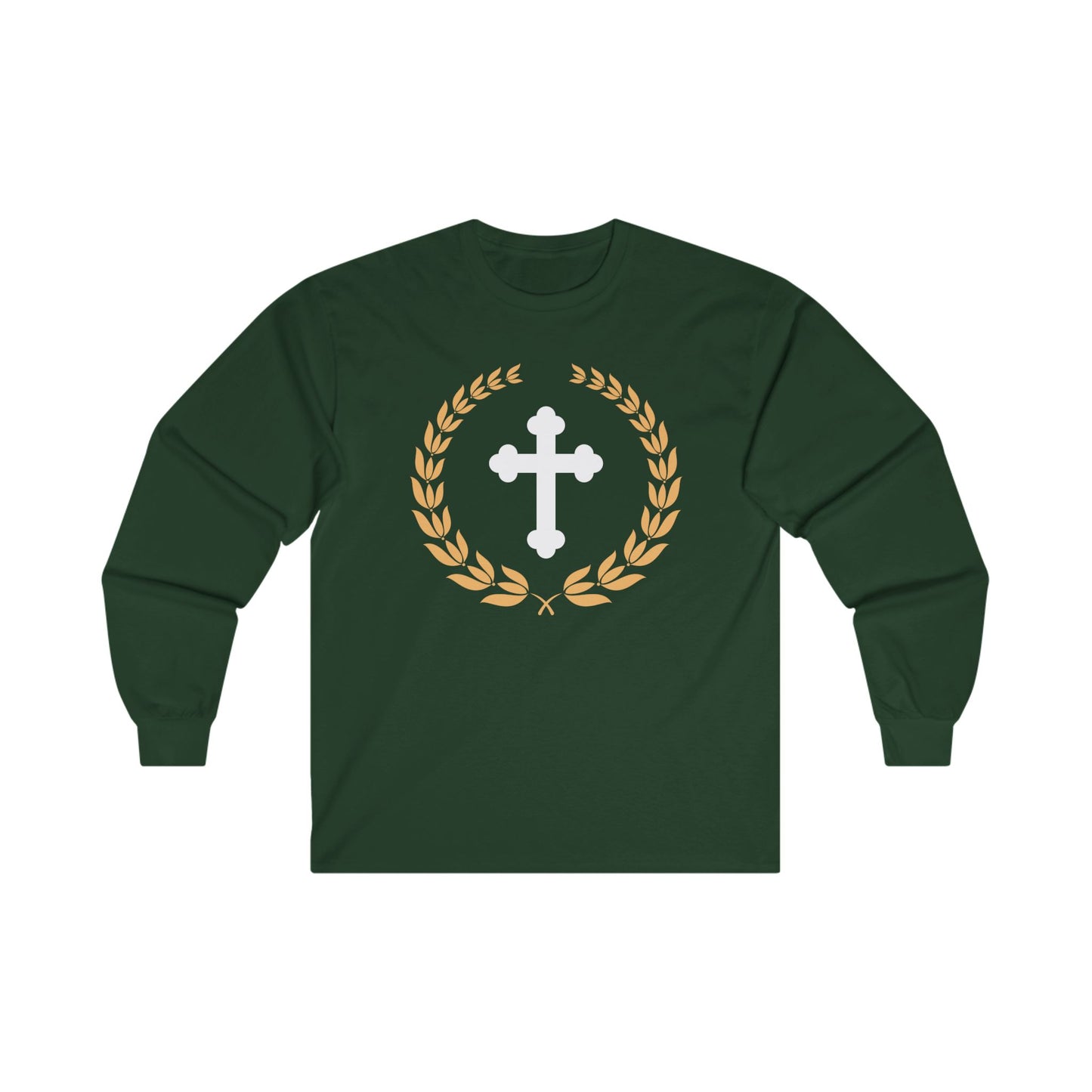 Cross in Laurel Wreath - Long Sleeve Tee