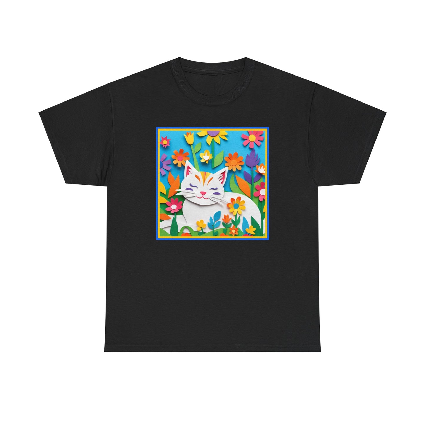 White Cat Papercut  T-shirt