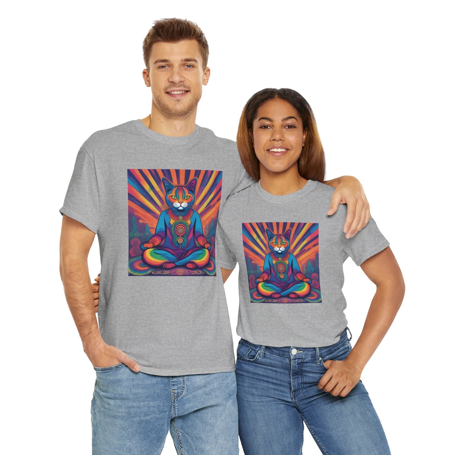 Psychedelic Cat Meditating T-shirt