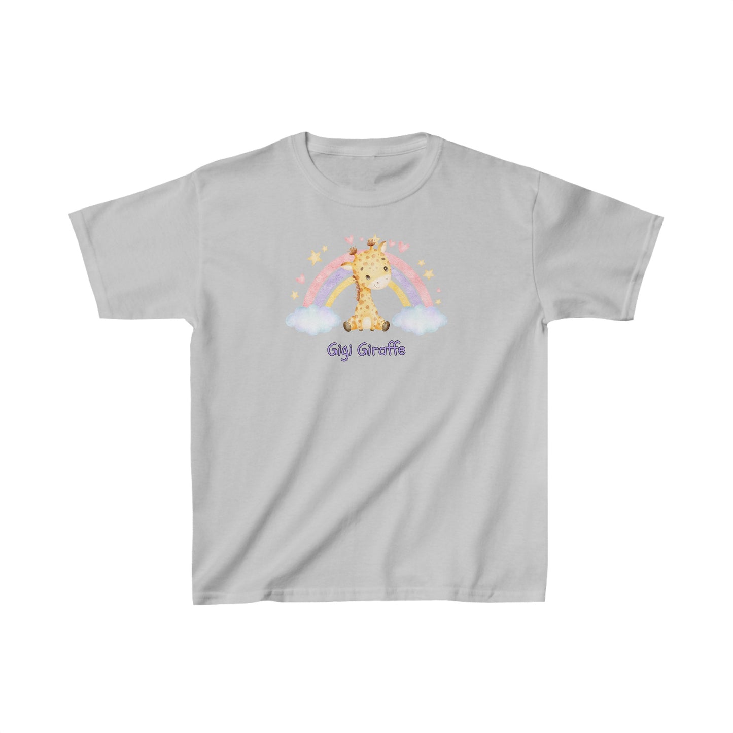 Adorable Gigi Giraffe with Rainbow - Kids Heavy Cotton™ Tee