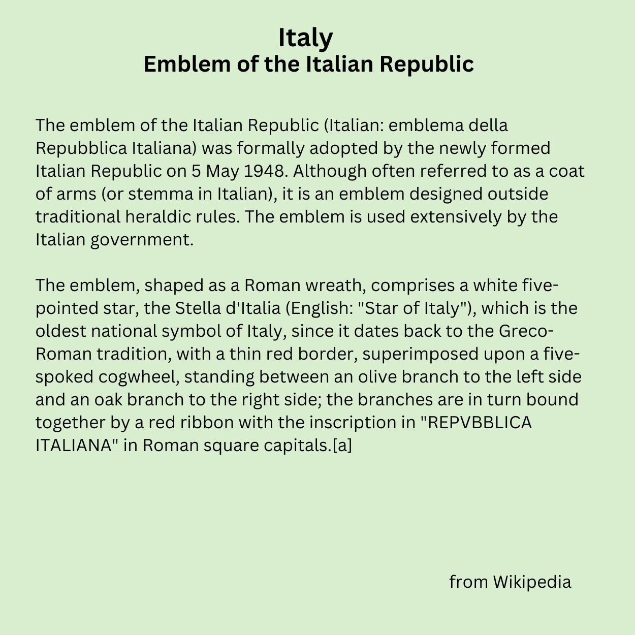 Italy - Emblem of the Italian Republic - Long Sleeve Tee