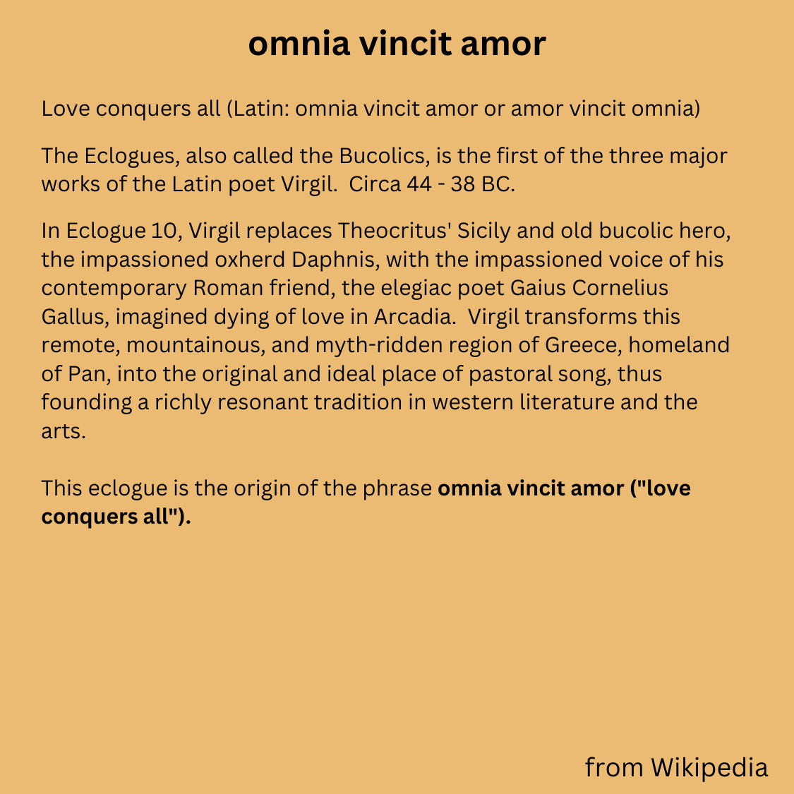 Omnia Vincit Amor ("Love conquers all")  T-shirt